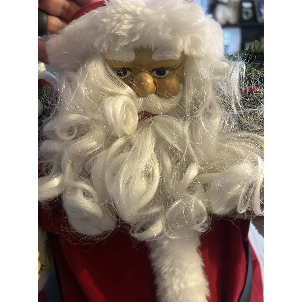 VINTAGE 24" SANTA 2 feet Tall Display Present And Tree Holding - Picture 7 of 8